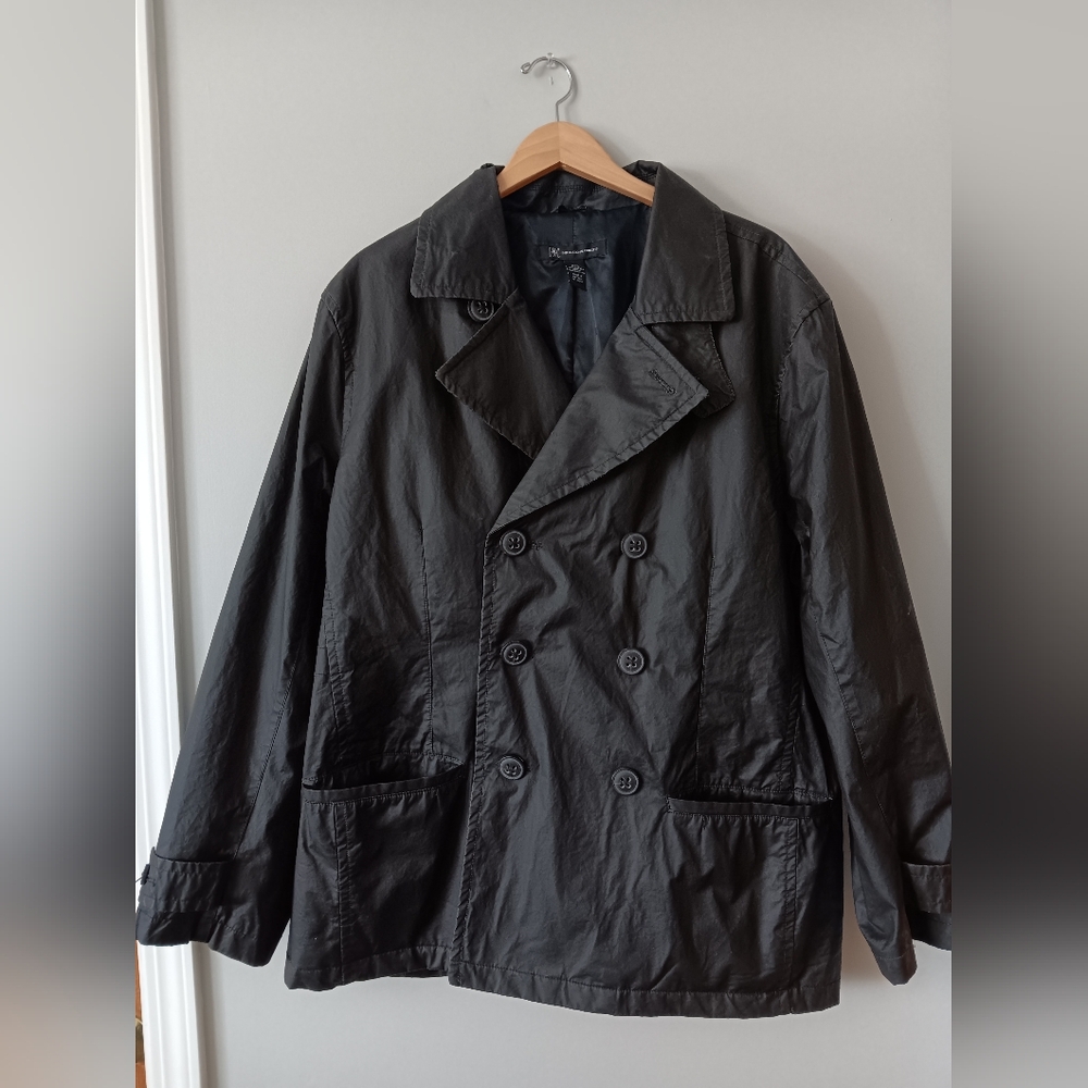 INC International Concepts Black Pea Coat Lightweight Water-Resistant